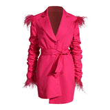 Feather Sleeve Blazer Dress